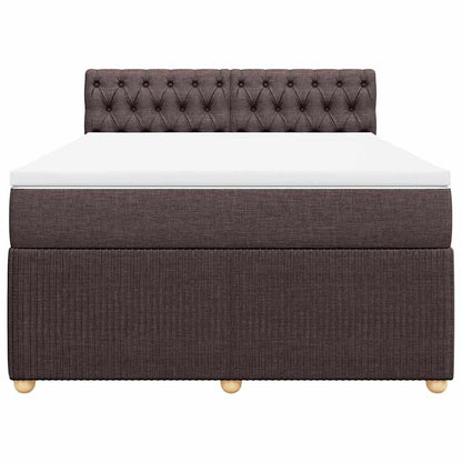 vidaXL Boxspringbett mit Matratze Dunkelbraun 160x200 cm Stoff