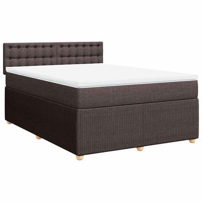 vidaXL Lit tapissier avec matelas Marron foncé 160x200 cm Tissu