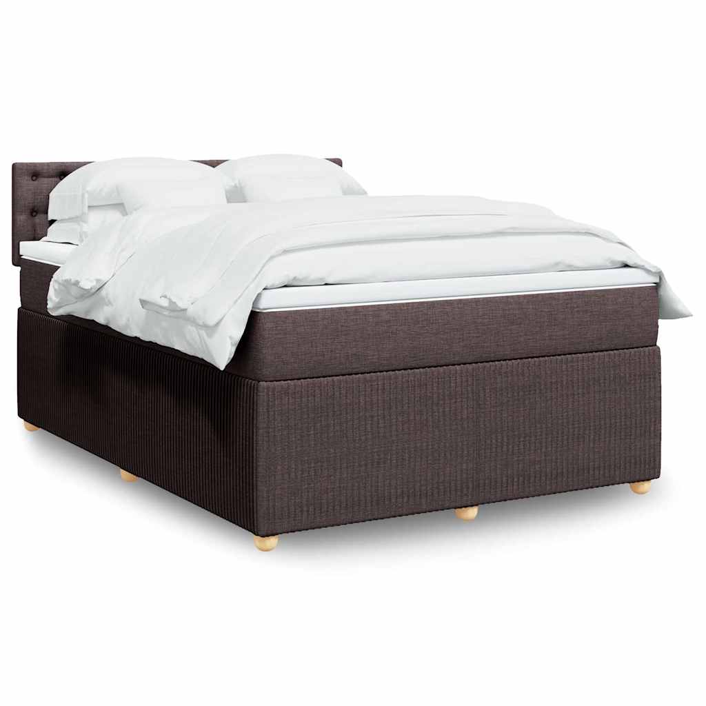 vidaXL Lit tapissier avec matelas Marron foncé 160x200 cm Tissu