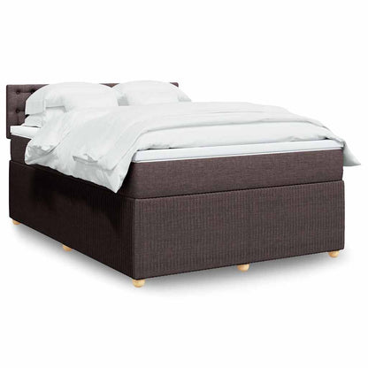 vidaXL Lit tapissier avec matelas Marron foncé 160x200 cm Tissu
