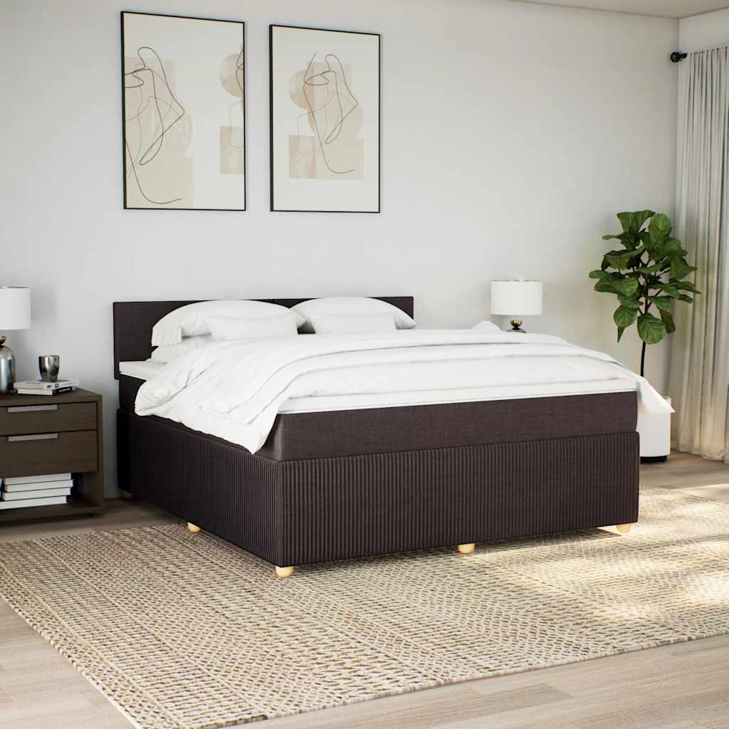 vidaXL Boxspringbett mit Matratze Dunkelbraun 180x200 cm Stoff