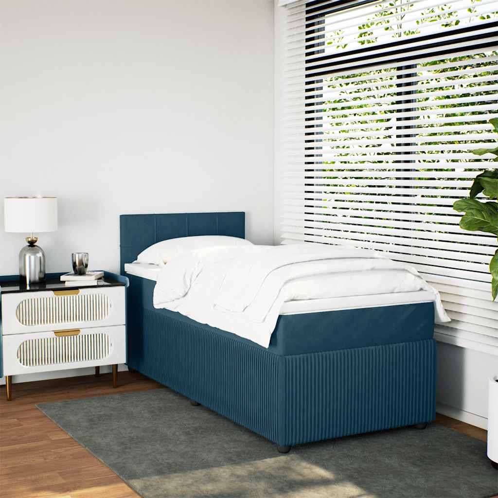 vidaXL Boxspringbett mit Matratze Blau 80x200 cm Samt
