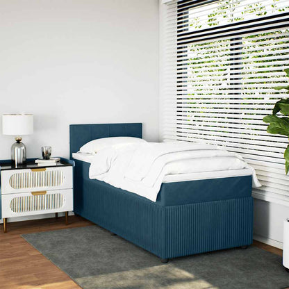 vidaXL Boxspringbett mit Matratze Blau 80x200 cm Samt