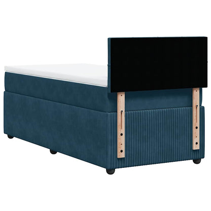 vidaXL Boxspringbett mit Matratze Blau 80x200 cm Samt