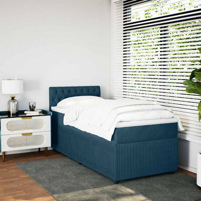 vidaXL Lit tapissier avec matelas velours bleu 80x200 cm