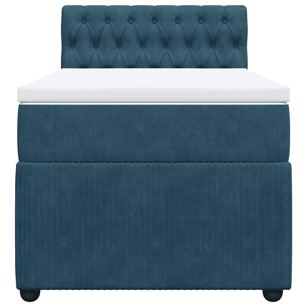 vidaXL Lit tapissier avec matelas velours bleu 80x200 cm