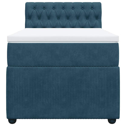 vidaXL Lit tapissier avec matelas velours bleu 80x200 cm