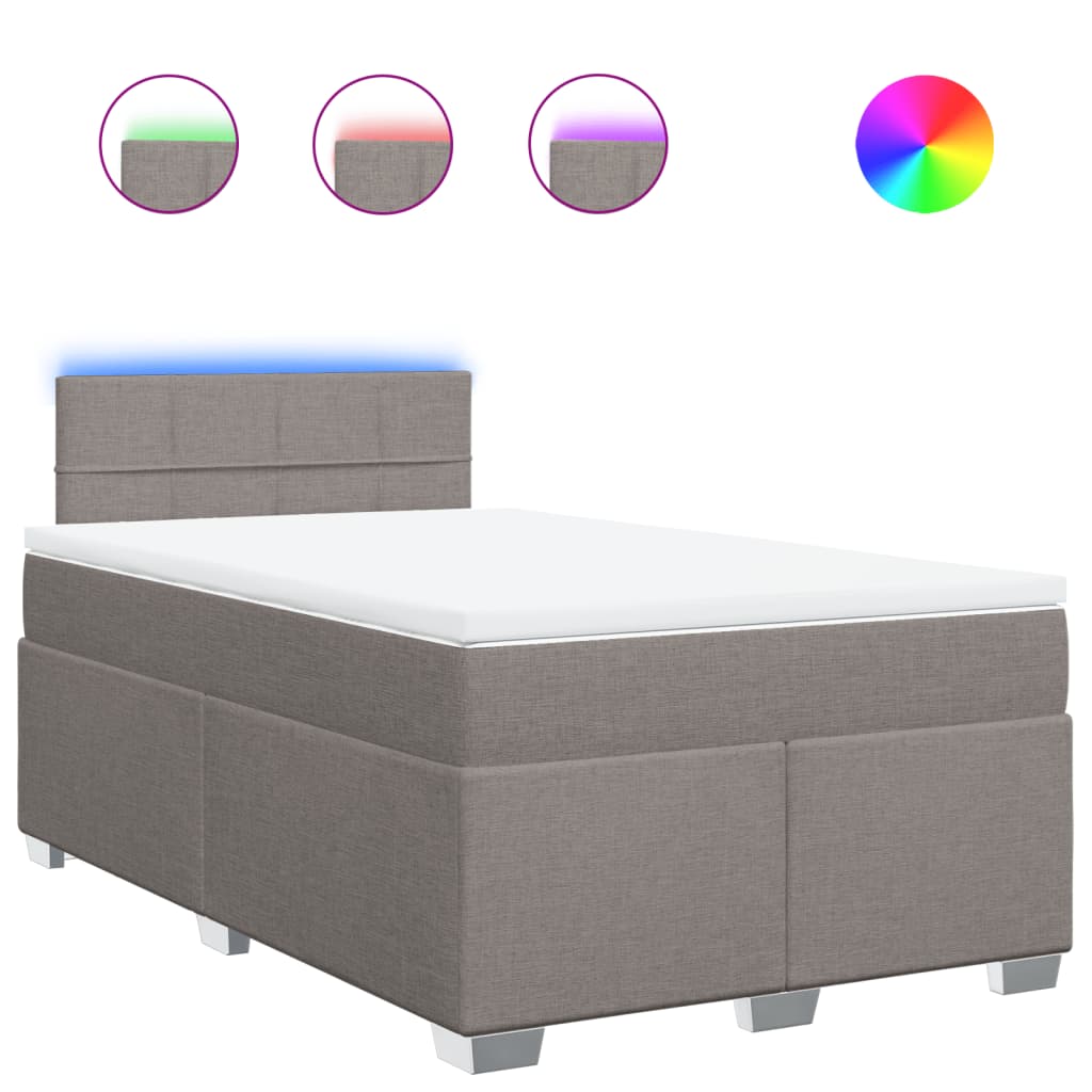 vidaXL Boxspringbett mit Matratze Taupe 120x190 cm Stoff