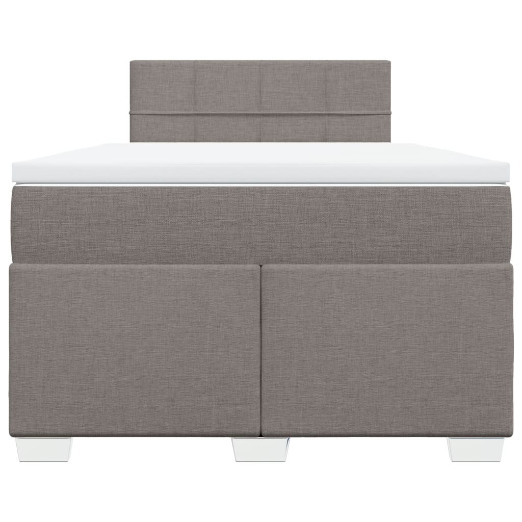 vidaXL Boxspringbett mit Matratze Taupe 120x190 cm Stoff
