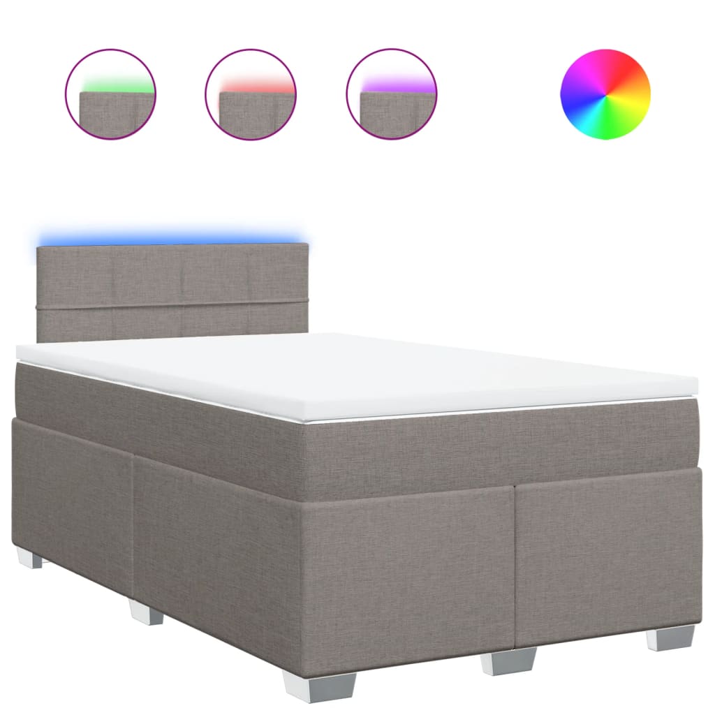 vidaXL Boxspringbett mit Matratze Taupe 120x200 cm Stoff