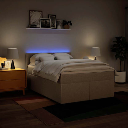 Boxspringbett mit Matratze Creme 140x190 cm Stoff