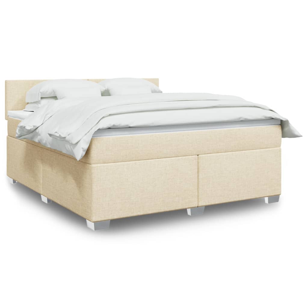 Boxspringbett mit Matratze Creme 180x200 cm Stoff