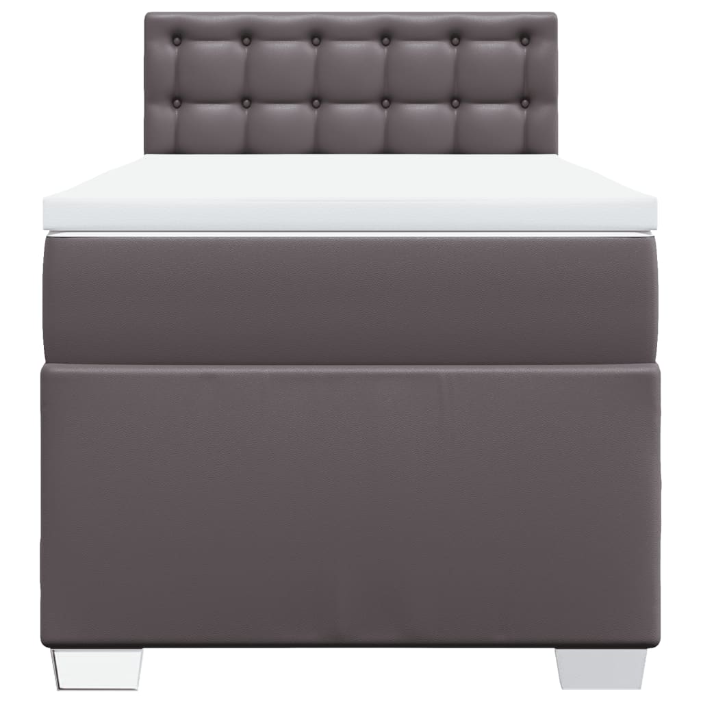 vidaXL Boxspringbett mit Matratze Grau 90x200 cm Kunstleder