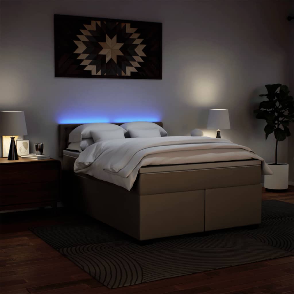 Boxspringbett Matratze Cappuccino-Braun 140x190cm Kunstleder