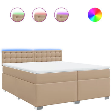 vidaXL Boxspringbett Matratze Cappuccino-Braun 200x200cm Kunstleder