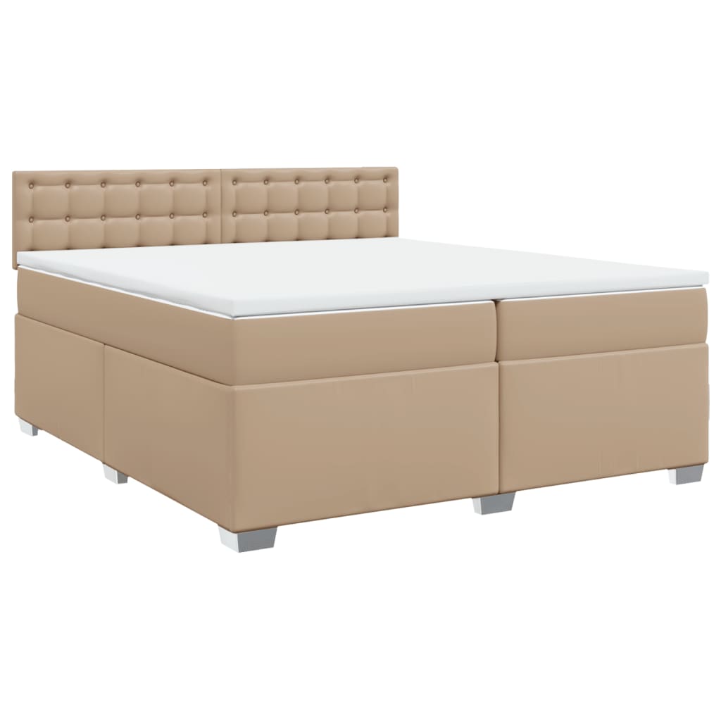 vidaXL Boxspringbett Matratze Cappuccino-Braun 200x200cm Kunstleder