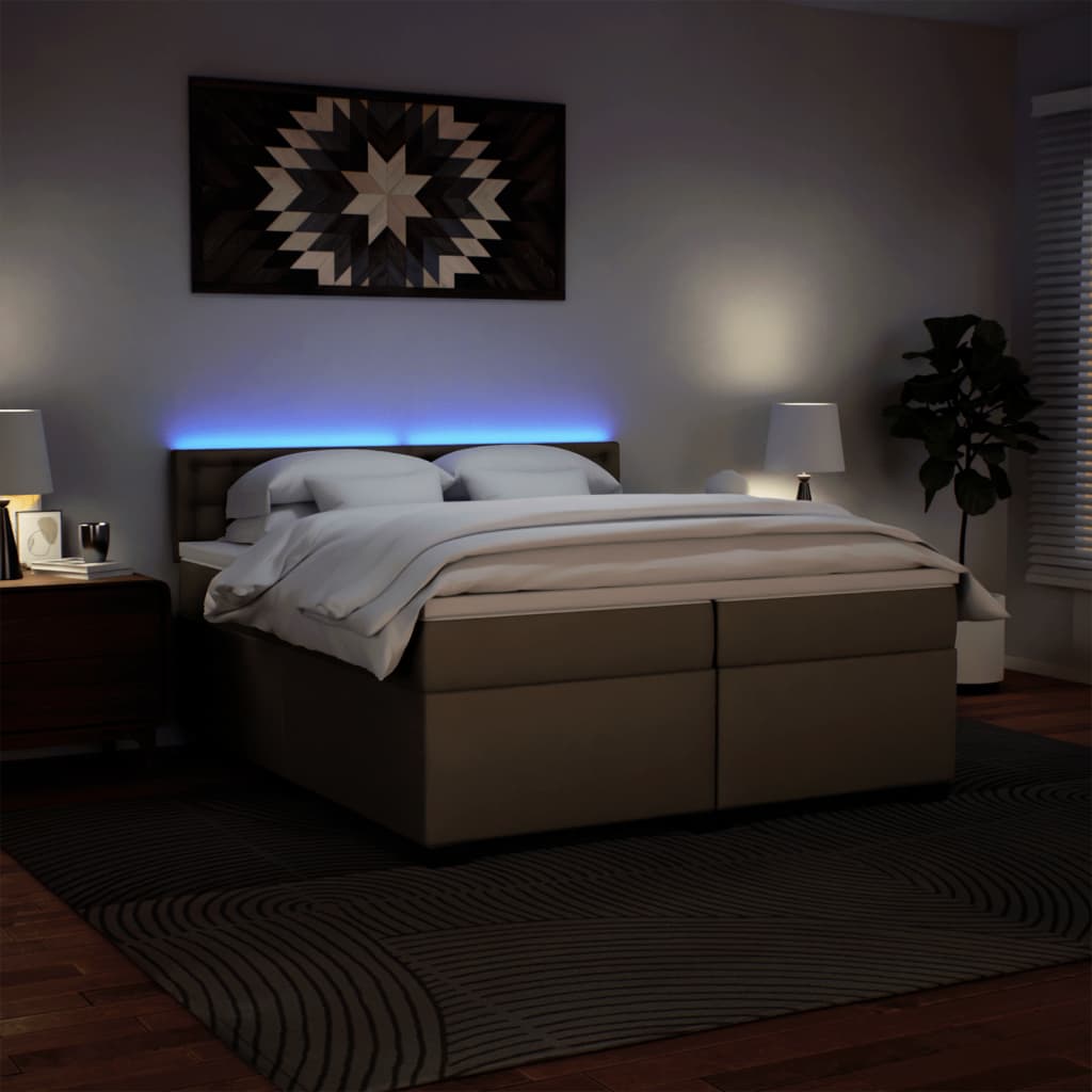 vidaXL Boxspringbett Matratze Cappuccino-Braun 200x200cm Kunstleder