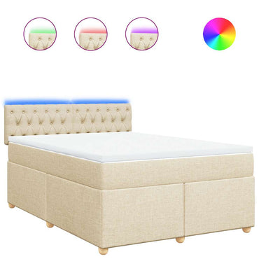 vidaXL Lit coffre avec matelas crème 140x190 cm Tissu