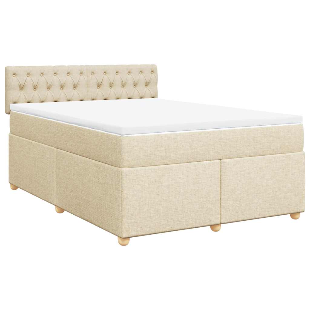 vidaXL Lit coffre avec matelas crème 140x190 cm Tissu