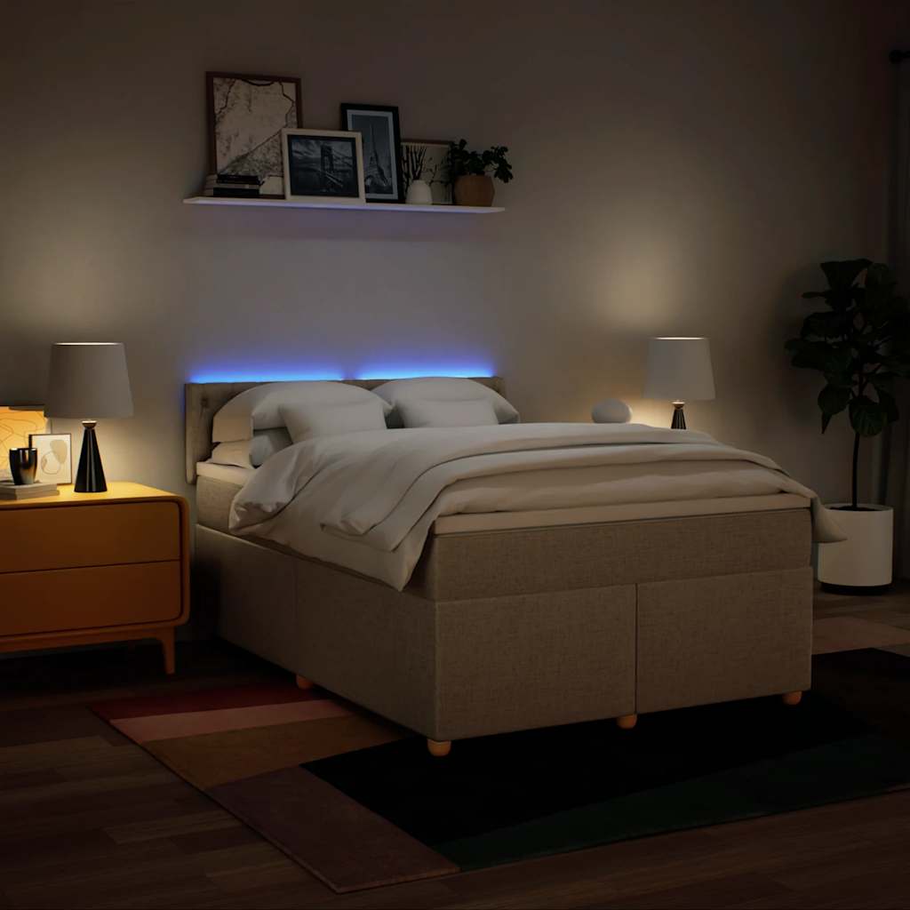 vidaXL Lit coffre avec matelas crème 140x190 cm Tissu