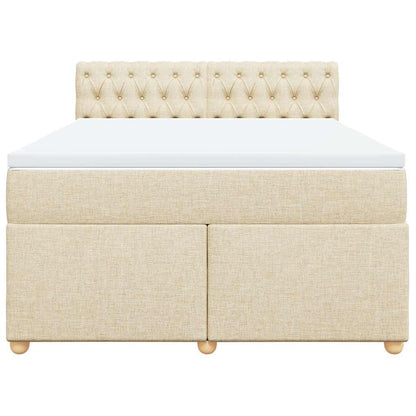 vidaXL Lit coffre avec matelas crème 140x190 cm Tissu