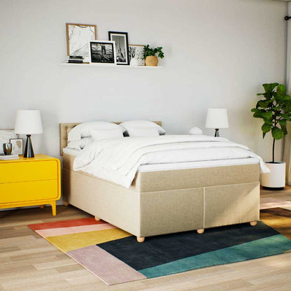 vidaXL Lit coffre avec matelas crème 140x190 cm Tissu