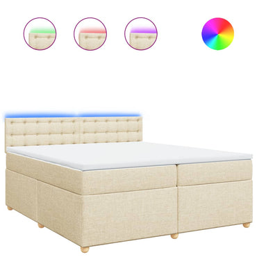 vidaXL Boxspringbett mit Matratze Creme 200x200 cm Stoff