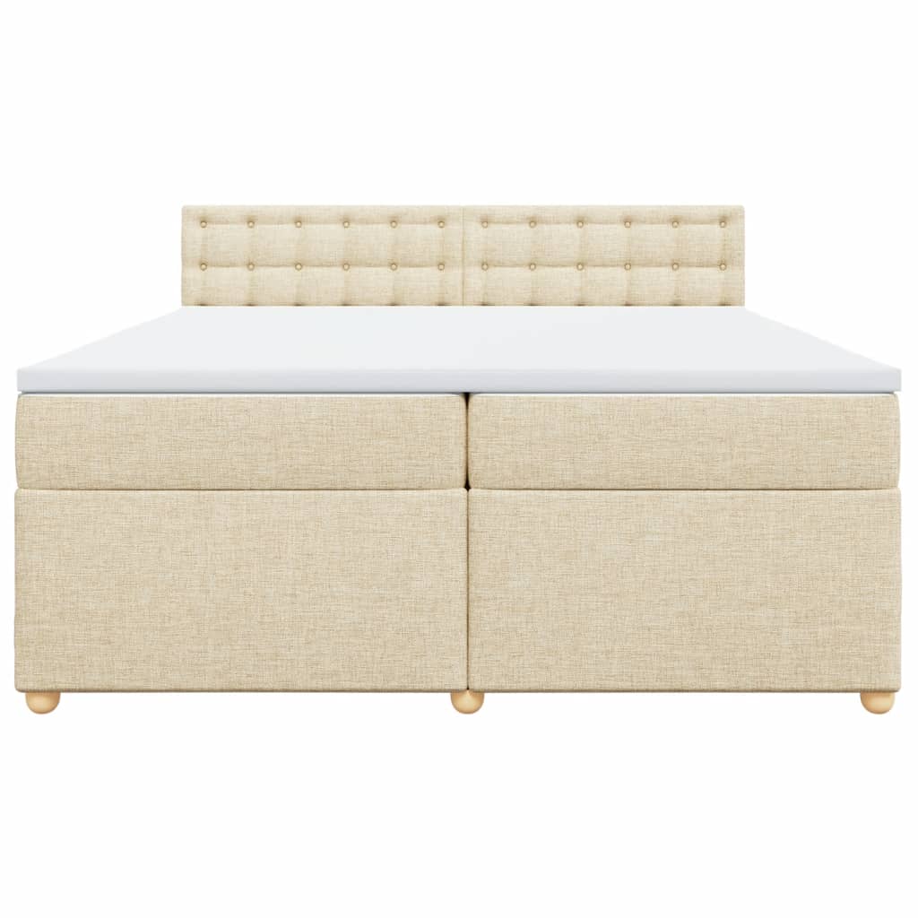 vidaXL Boxspringbett mit Matratze Creme 200x200 cm Stoff