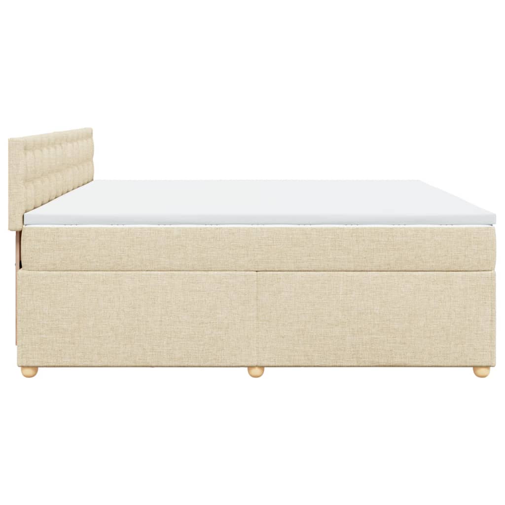 vidaXL Boxspringbett mit Matratze Creme 200x200 cm Stoff