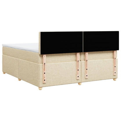 vidaXL Boxspringbett mit Matratze Creme 200x200 cm Stoff