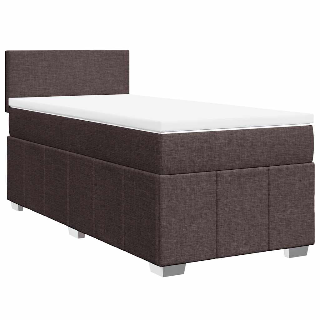 vidaXL Lit boxspring avec matelas Marron foncé 90x200 cm Tissu