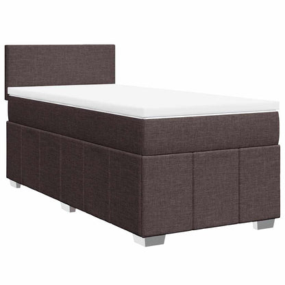 vidaXL Lit boxspring avec matelas Marron foncé 90x200 cm Tissu