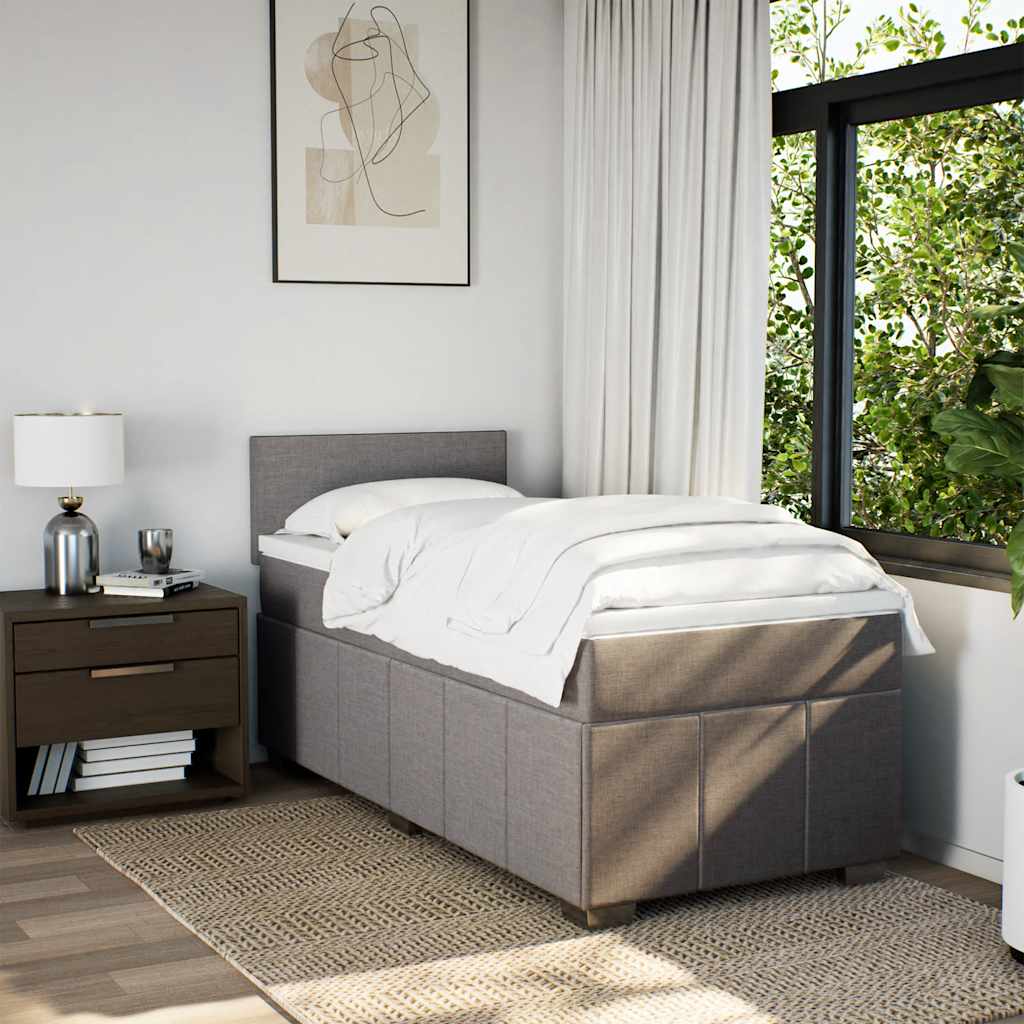 vidaXL Lit boxspring avec matelas Marron foncé 90x200 cm Tissu
