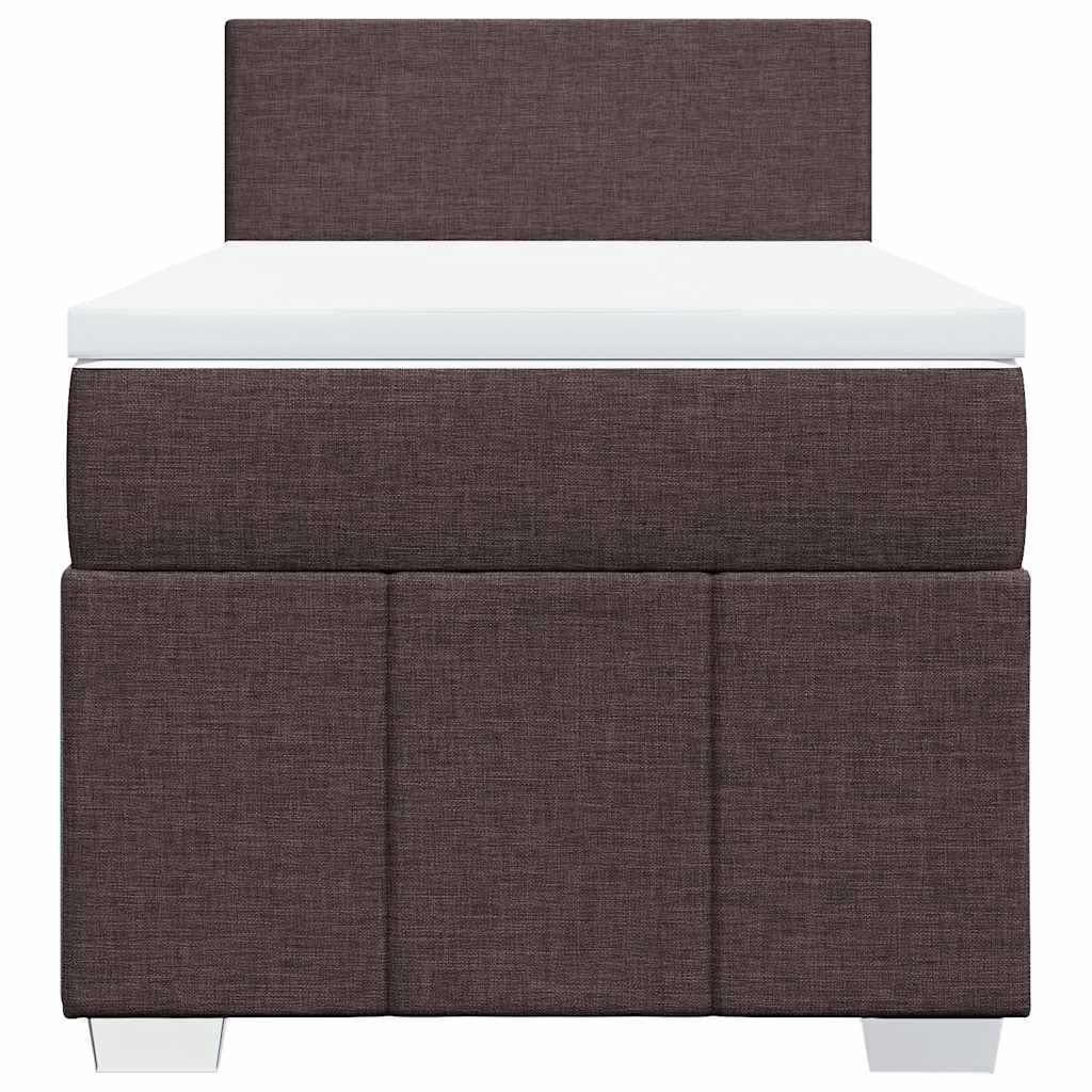 vidaXL Lit boxspring avec matelas Marron foncé 90x200 cm Tissu