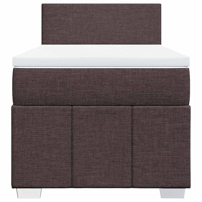 vidaXL Lit boxspring avec matelas Marron foncé 90x200 cm Tissu