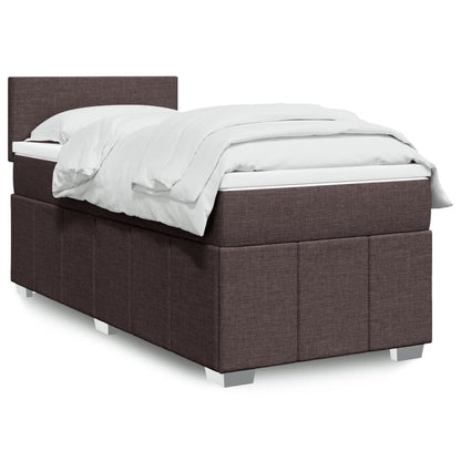 vidaXL Lit boxspring avec matelas Marron foncé 90x200 cm Tissu
