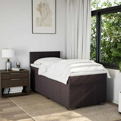 vidaXL Lit boxspring avec matelas Marron foncé 90x200 cm Tissu