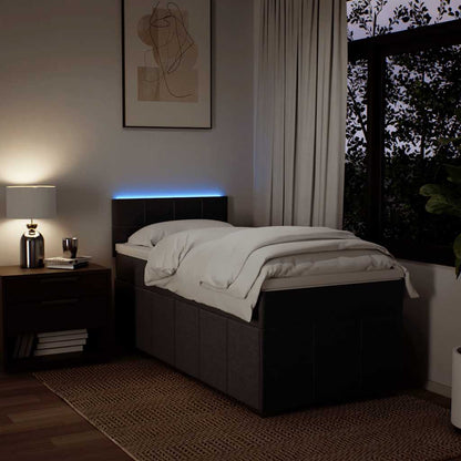 vidaXL Lit boxspring avec matelas Marron foncé 90x200 cm Tissu