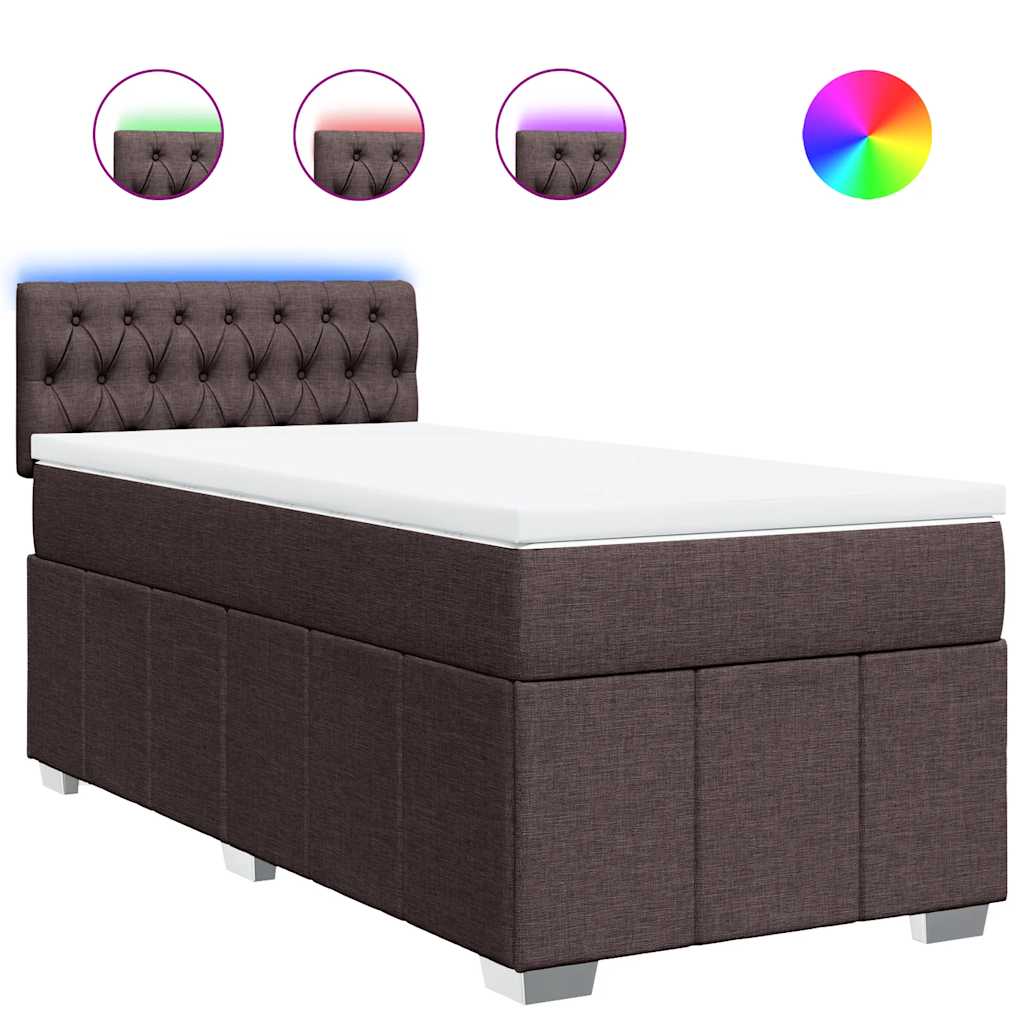 vidaXL Lit boxspring avec matelas Marron foncé 90x200 cm Tissu