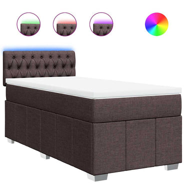 vidaXL Lit boxspring avec matelas Marron foncé 90x200 cm Tissu