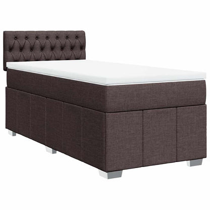 vidaXL Lit boxspring avec matelas Marron foncé 90x200 cm Tissu