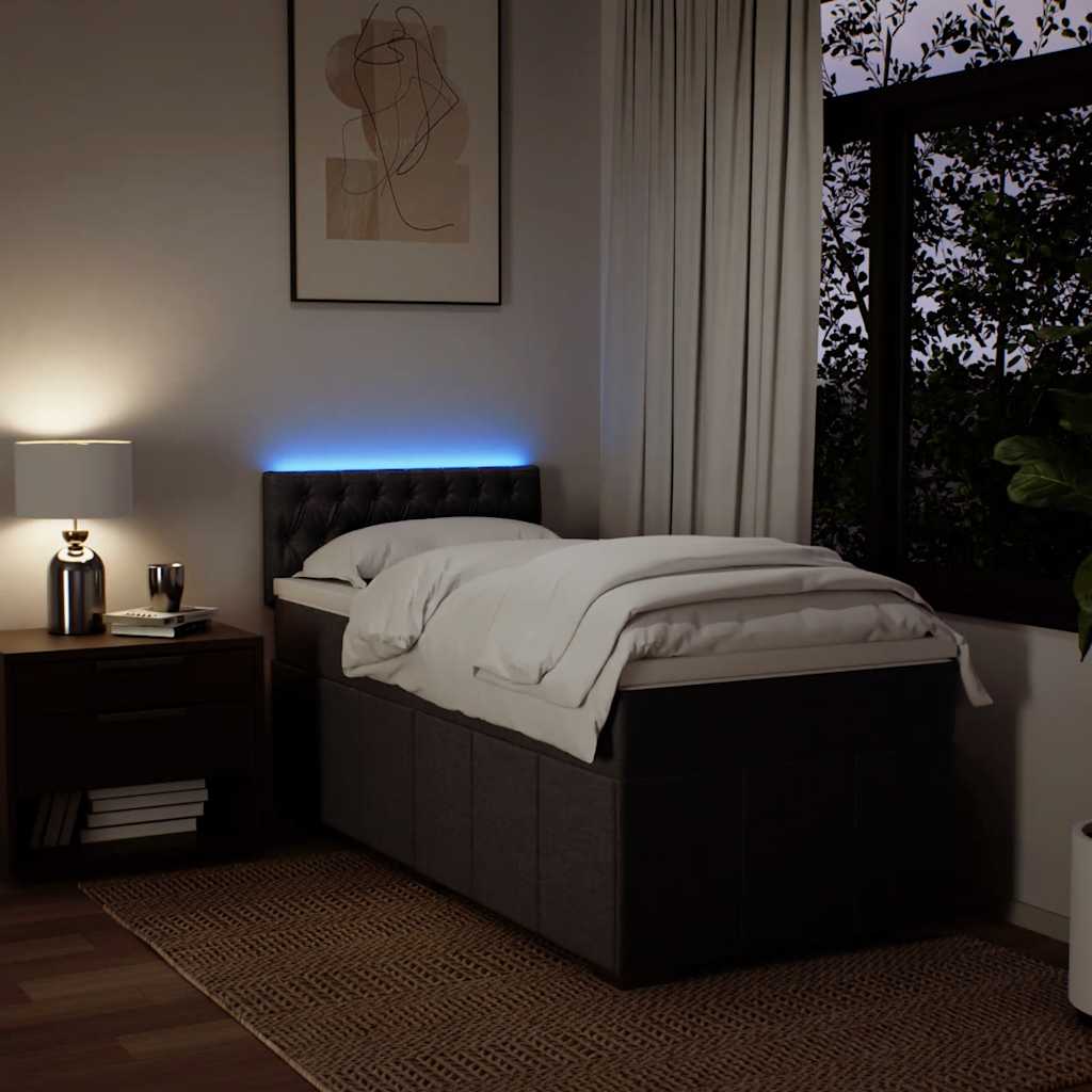vidaXL Lit boxspring avec matelas Marron foncé 90x200 cm Tissu