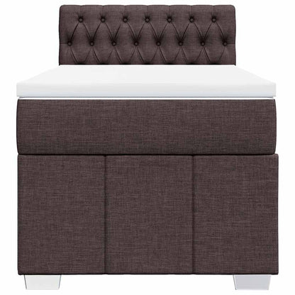 vidaXL Lit boxspring avec matelas Marron foncé 90x200 cm Tissu