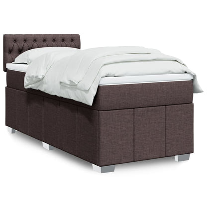 vidaXL Lit boxspring avec matelas Marron foncé 90x200 cm Tissu