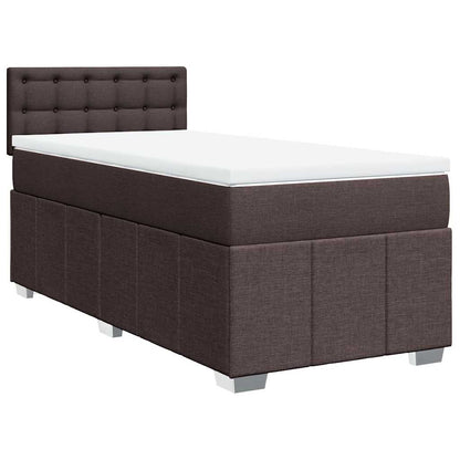 vidaXL Lit boxspring avec matelas Marron foncé 90x200 cm Tissu
