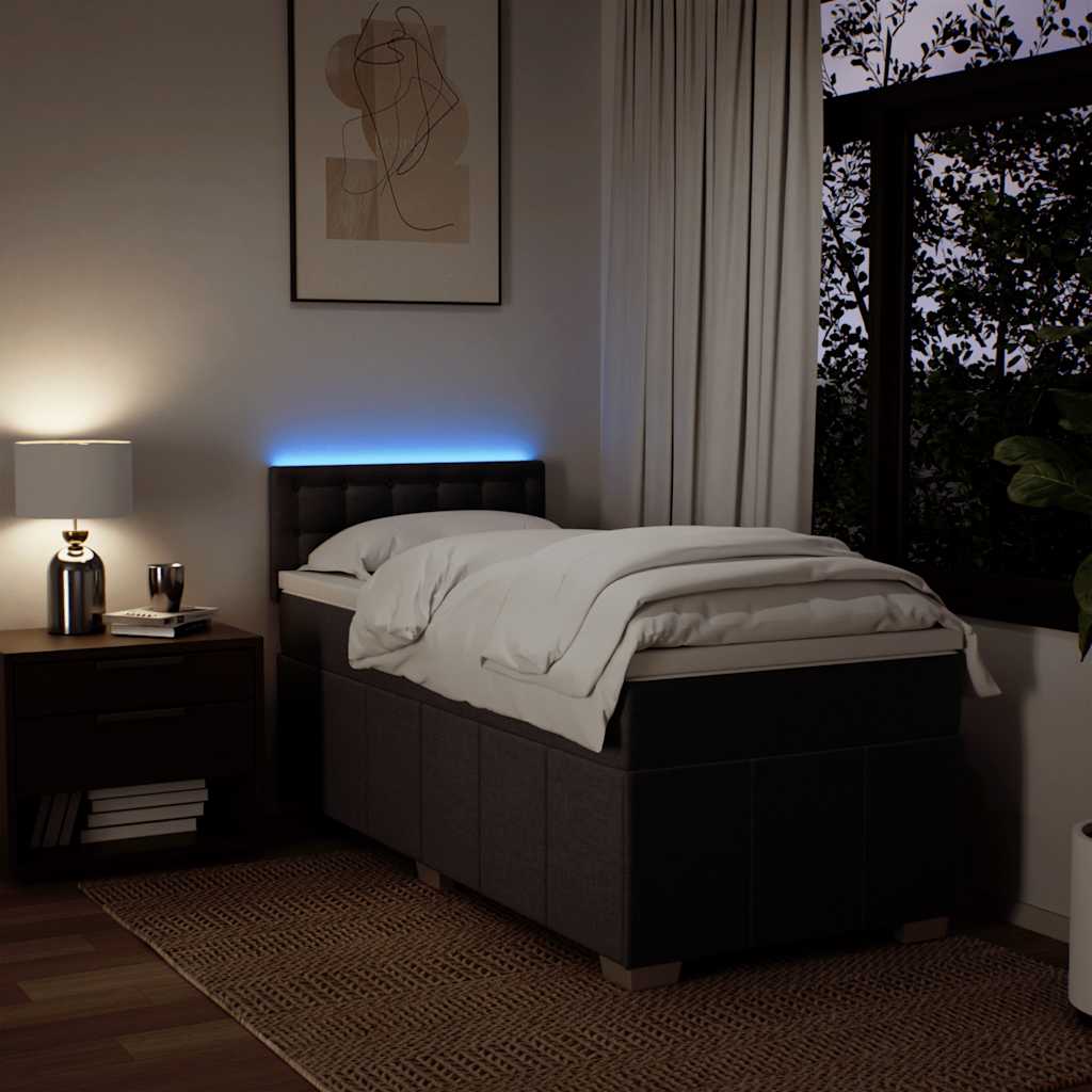vidaXL Lit boxspring avec matelas Marron foncé 90x200 cm Tissu