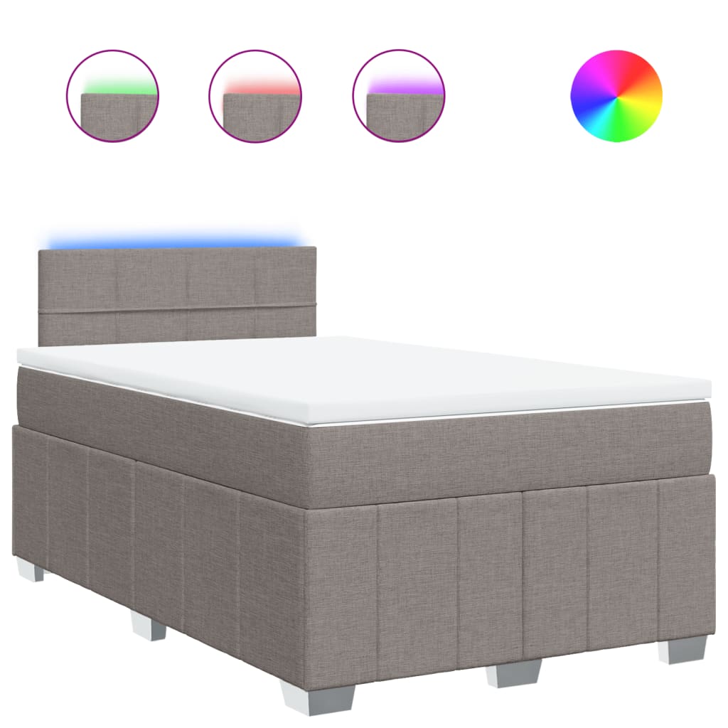 vidaXL Lit boxspring avec matelas taupe 120x190 cm tissu