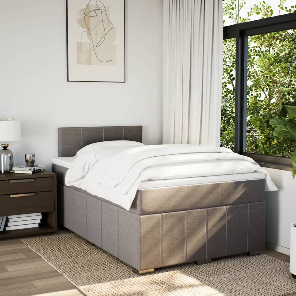 vidaXL Lit boxspring avec matelas taupe 120x190 cm tissu