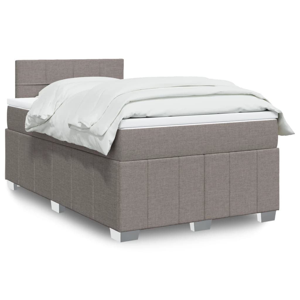 vidaXL Lit boxspring avec matelas taupe 120x190 cm tissu