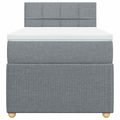Boxspringbett mit Matratze Hellgrau 90x200 cm Stoff
